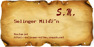 Selinger Milán névjegykártya